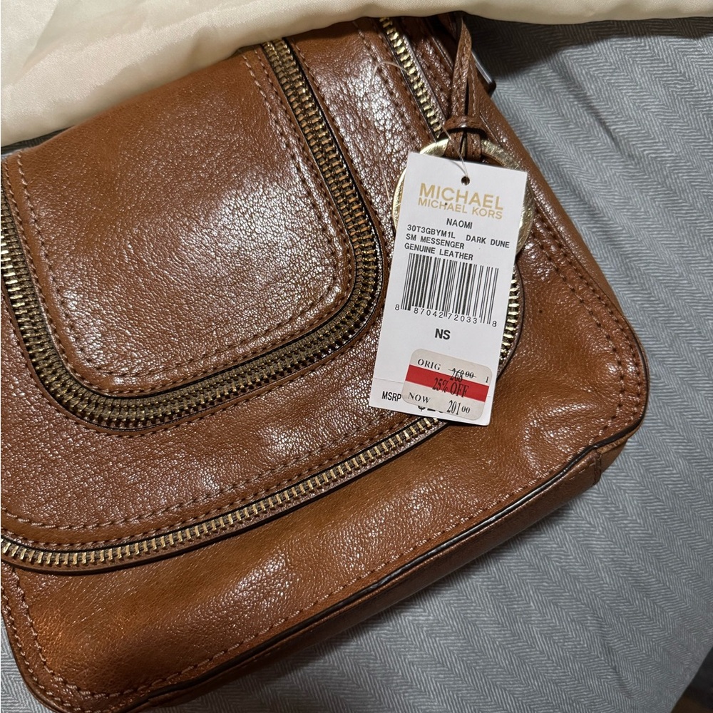 Michael Kors Brown Crossbody Bag with Distressed Leather